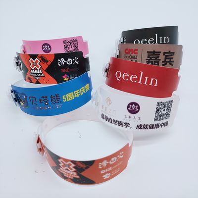 250*16mm L-vorm Plastic Event Armband Custom Print Logo Armband Snap Button Armband