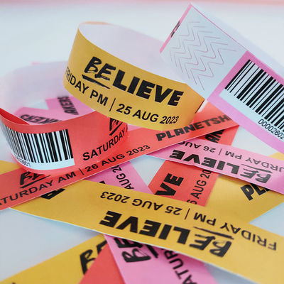 Blauw op maat gedrukt Dupont/Tyvek polsbandjes voor evenementen/festivals 250*25mm Bandbreedte