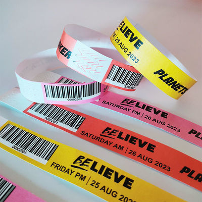Blauw op maat gedrukt Dupont/Tyvek polsbandjes voor evenementen/festivals 250*25mm Bandbreedte