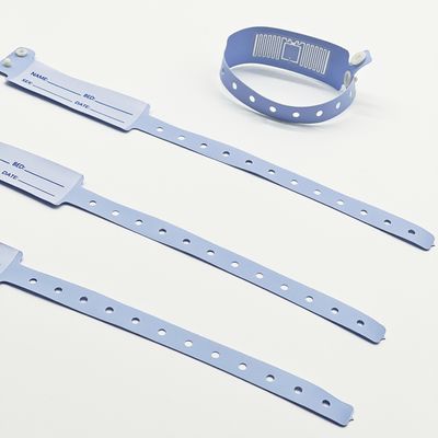 Nieuwgeboren baby zachte polsband met RFID NFC chip en aangepast logo in blauw PVC materiaal