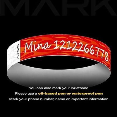 250*25mm en 250*19mm Tyvek papieren polsband met op maat gemaakte drukvereisten