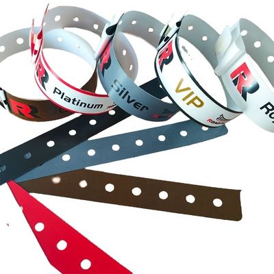 250*25mm/250*19mm Custom eenmalig waterdicht kunststof polsbandje voor park/evenementen/festivals