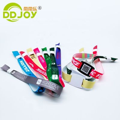 Toegangscontrole Gepersonaliseerde evenementen Ticket Geweven RFID Armband Stof NFC Armband Regelmatig Grootte 350 * 15mm