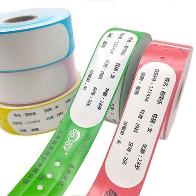 Hospitaal roll direct printing volwassen armbanden met barcode en papier materiaal type