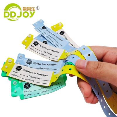 Gele zachte PVC band voor ziekenhuispatiënt ID aanpasbaar logo en waterdicht door DDJOY