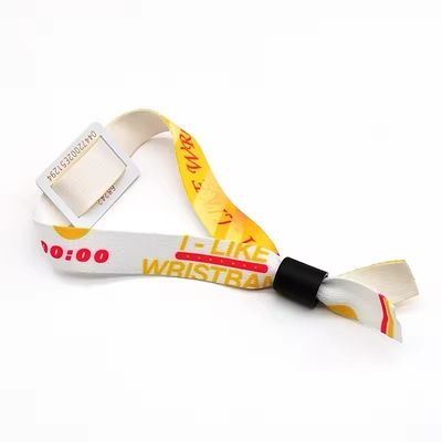350*15mm Regelmatige grootte RFID-armbanden Satine stof met aangepast logo en tekstdrukwerk