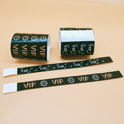 Groene eenmalige Tyvek-armbanden voor clubfestival Custom wegwerppapieren armbanden