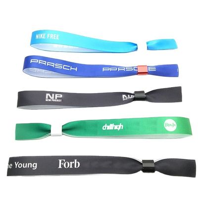 Custom RFID Chip Satin Stoffen Armbanden in geel voor feest en evenementen management