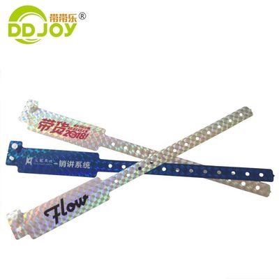 Glitter ID Armband Custom Logo Printing Hologram Armbanden voor Festival Park Tickets