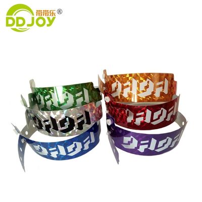 Glitter ID Armband Custom Logo Printing Hologram Armbanden voor Festival Park Tickets