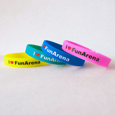 Mix Color waterdicht zijde-schermprinting rubber armbanden met ISO9001 certificaat
