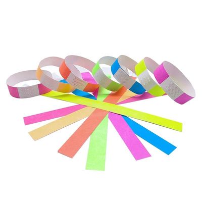 Aanpasbare Neon Kleur Tyvek polsbandjes 250*19mm voor festivals en concerten