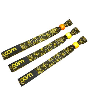 RFID-armbanden voor feestjes en evenementen Custom satine stof met logo-druk 350 * 15 mm Grootte