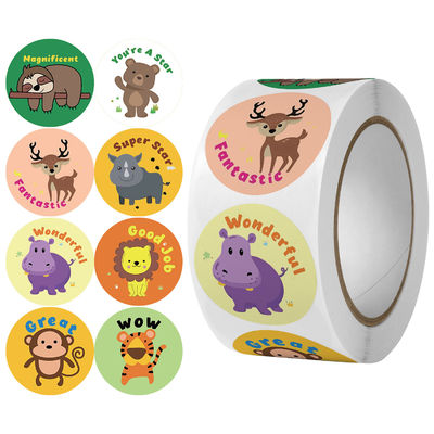 500 stuks schattig dieren stickers bedankt labels voor school beloningen ronde zelfklevende label rol