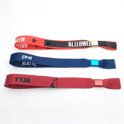 Custom Event Festival Party RFID Chip Satin Stoffen Armbanden met Logo Printing