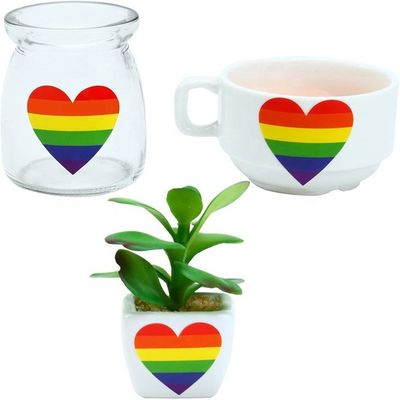 Gift Craft 1.5 inch 500pcs/roll gestreepte hartvormige liefde gay pride regenboog hart lint sticker