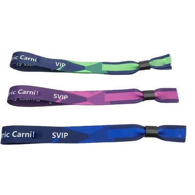 Gepersonaliseerde logo RFID chip satine stof polsbandjes voor evenement festival herdenkingen