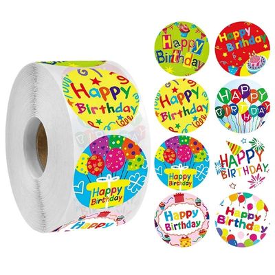 500pcs Kinderen Cartoon Gelukkige verjaardag Sticker Kleverige sticker voor feest decoratie