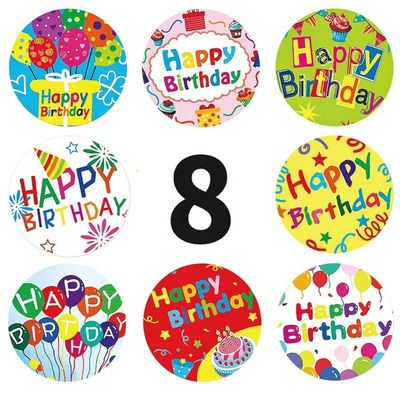 500pcs Kinderen Cartoon Gelukkige verjaardag Sticker Kleverige sticker voor feest decoratie