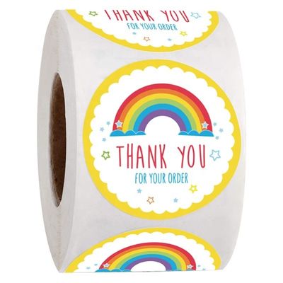 Custom Sticker Oliebestendige Leuke Regenboog Dank U Sticker voor cadeau decoratie