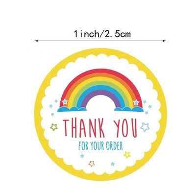 Custom Sticker Oliebestendige Leuke Regenboog Dank U Sticker voor cadeau decoratie