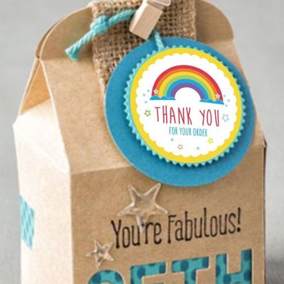 Custom Sticker Oliebestendige Leuke Regenboog Dank U Sticker voor cadeau decoratie