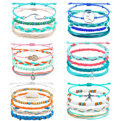 Kleurrijke 16 8CM wasdraad gevlochten rijstkralen armband voor vrouwen Handgemaakt ontwerp