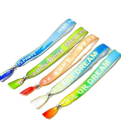 Custom Event Festival Party RFID Chip Satin Stoffen Armbanden met Logo Text Printing