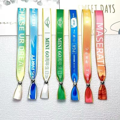 Custom Event Festival Party RFID Chip Satin Stoffen Armbanden met Logo Text Printing