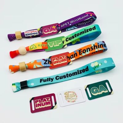Custom Event Festival Party RFID Chip Satin Stoffen Armbanden met Logo Text Printing