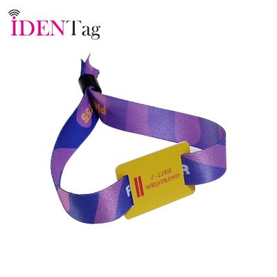 Event Festival Party RFID polsbandjes in satijnstof met aangepast logo en tekst