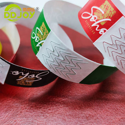 250*25mm/250*19mm aangepaste waterdichte papieren armband voor evenementen en identificatie